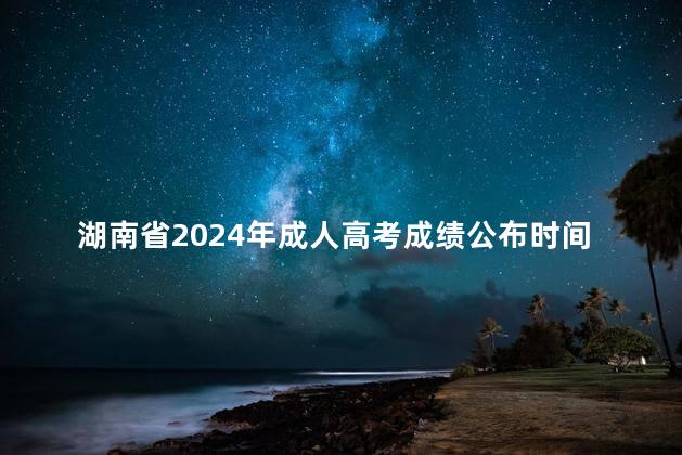 湖南省2024年成人高考成绩公布时间：11月末